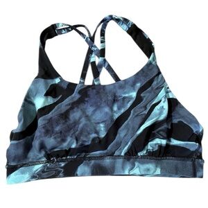 Lululemon Blue and Black Strappy Sports Bra. Size 10.